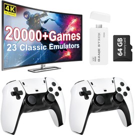 PZNETUE Retro Konsole Spielkonsole Game Stick, Retrolink 21.000+ Spiele mit 2 Wireless Controller, Retro Konsole Plug & Play Game Stick TV HDMI, Geschenk für Erwachsene & Familien (Max+)