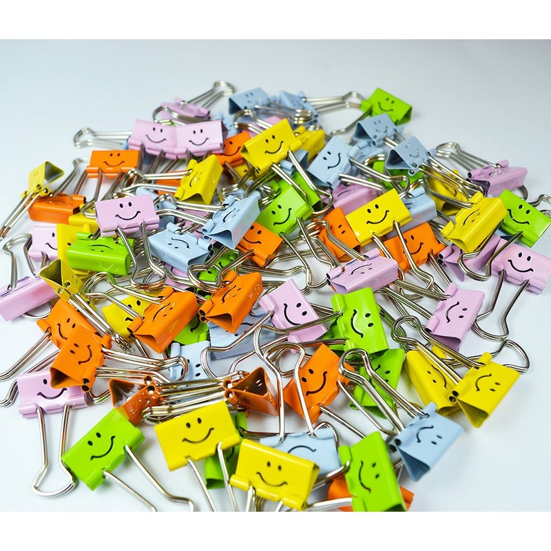 Rapesco 1428 19mm Smile Foldback Clips, Assorted Colours, Pack of