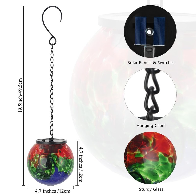 VEWOGIFT Solar Hanging Lanterns Outdoor Waterproof