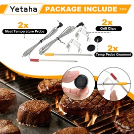 Yetaha Meat Probe Replacement Parts, Probe Grommet and Temperature Probe Clips Fits for Oklahoma Joe's, Z Grills, Cuisinart Wood Pellet Grill and Smoker