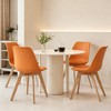 Upholstered Dining Chairs Set of 4 Pu Leather Orange Chairs