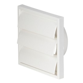 Airflow® Gravity Flap Grille – White Plastic External Wall Vent Cover for 100mm Ducting – Weatherproof Air Outlet – 154mm x 154mm