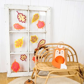 Papierdrachen Window Stickers - 36 Pre-Cut Leaf Leaves for Crafts for Children - Autumn Crafts with Coloured Card and Transparent Paper - Set 1