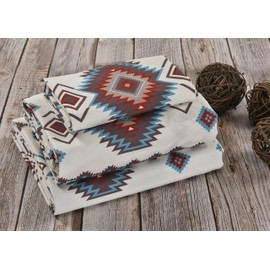 De Leon Collections Sonoma Diamonds Southwestern Tribal Geometric Twin Sheet Set Sheet and Pillowcase Set