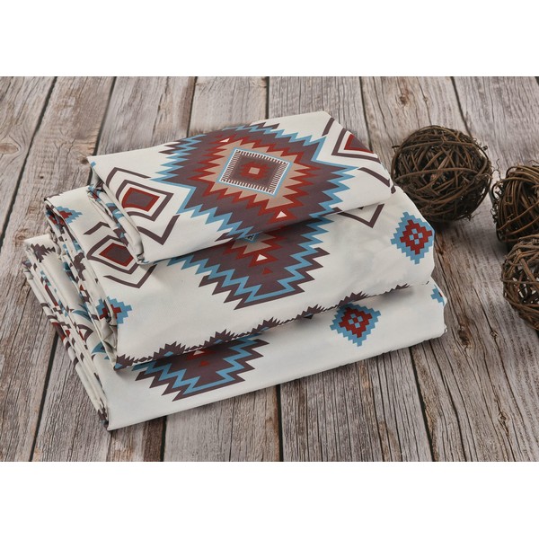 De Leon Collections Sonoma Diamonds Southwestern Tribal Geometric Twin Sheet