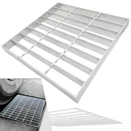 MASSLUNT Galvanized Steel Drain Grate 12x12 in for NDS Catch Basin, B-Class 28100 lbs Heavy-Duty Outdoor Driveway Trench Drainage Grate for Polylok, Square Metal Channel Sewer Cover (True 11.7x11.7)