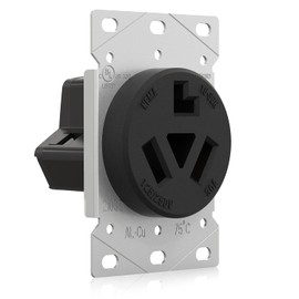 ELEGRP 30 Amps 3 Prong Dryer Outlet, 125/250V Flush Mounting Power Outlet, NEMA 10-30R Receptacle, Straight Blade Dryer Outlet, Non-Grounding, 3 Pole 3 Wire, UL Listed, 1 Pack