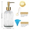 14 Oz Stripe Clear Glass Soap Dispenser with Gold Plastic