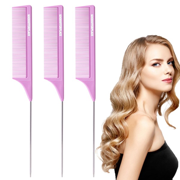 Goodofferplace 3 PCS Rat Tail Combs Parting Rattail Combs Teasing