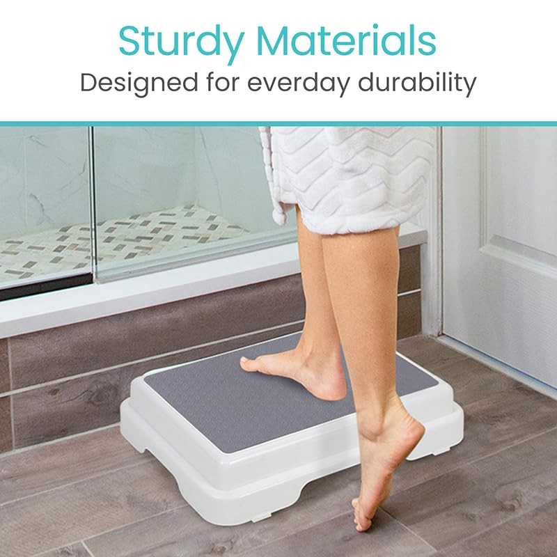 Vive Bath Shower Step Stool (4.5") - Slip Resistant, Stackable,