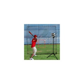 HomeStock Big League Drop Toss & Big Play Net - 7 ft W x 8 ft H, Pro Pitching Machine with 12-Ball Feeder, Fiberglass Frame, Durable Outdoor Use.