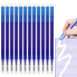 GGTTNRT 12 Pack Erasable Pens Refills Rollerball Pens Refills 0.7mm Replaceable Erasable Gel Pens Refills for Office Supplies, Students Stationery (Blue)