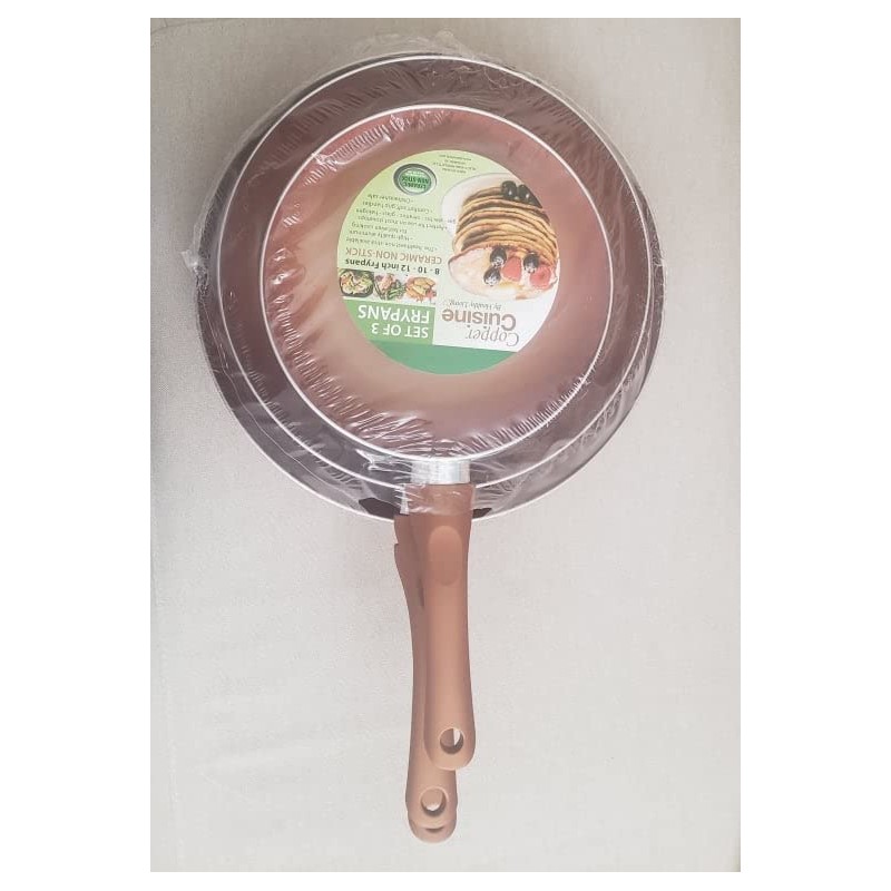 Copper Cuisine by Healthy Living Skillets. 3-piece nonstick cookware set