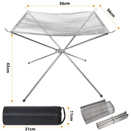 56cm Portable Camping Fire Pit, 22Inch Foldable Stainless Steel Mini FirePit Fireplace Bowl with Carry Bag for Picnics, Bonfire, Patio, Backyard and Garden (56 * 56 * 43cm)