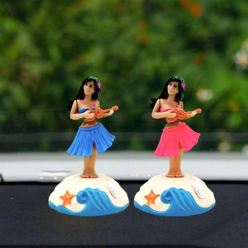 Pink Solar Powered Dancing Girl Swinging Hawaiian Girl Grass Skirt