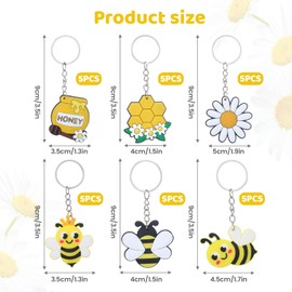 Pack of 30 Key Chains Bee, Funny Bee Pendants, Bee Charms, Small Bee Pendant, Bee Pendant Key Chain for Party Favours, Farewell Gift, Thank You Gift