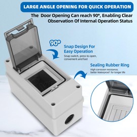 2 Ways Electrical Distribution Box IP65 Waterproof Transparent Cover Distribution Protection Box Circuit Breaker MCB Switch Meter Timer PC Plastic Junction Wire Box HT Outdoor (2P)