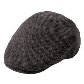 TOP-EX Men's Wool Blend Flat Cap Peaked Cap Tweed Newsboy Baker Boy Hats for Golf & Fishing Gatsby Duckbill Caps for Shooting Walking Hunting Herringbone_Grey L