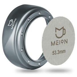MEION 54mm Espresso Dosing Funnel and Puck Screen Set for 54mm Breville Portafilters, Magnetic Coffee Funnel, Reusable 53.3mm Espresso Puck Screen, Espresso Tools Espresso Accessories (Silver, 54mm)