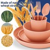 Wheat Straw Dinnerware Sets,64-Piece Plates and Bowls Sets for 8-Unbreakable,Reusable