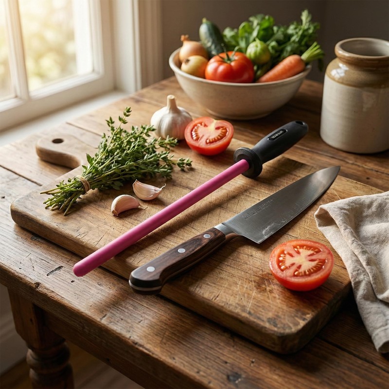 VIGORCRAFT Ruby Sharpener Rod: Durable Knife Sharpener, Harder Than Steel