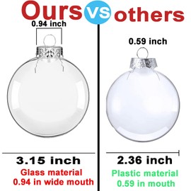Clear Glass Christmas Ornaments, 3.15 inch DIY Christmas Ornaments Balls, Glass Ornaments for Crafts Fillable - 12 PCS