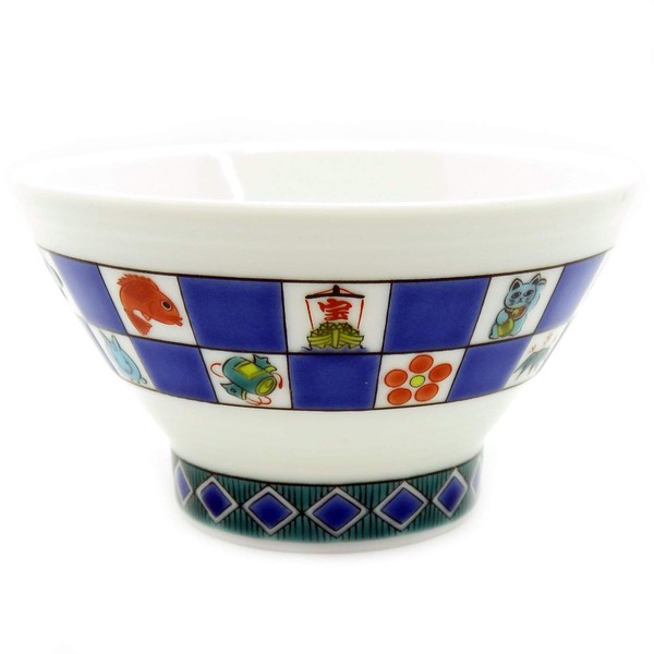 Kutani Ware Rice Bowl, Lucky Charm, Ceramic, Japanese Tableware, Stylish, Brand, Made in Japan