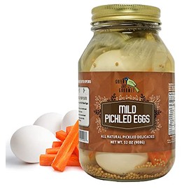 Green Jay Gourmet Mild Pickled Eggs in a Jar – Fresh Hand Jarred Hen Eggs for Cooking & Pantry – Perfect Mild Flavor - Simple Natural Ingredients - 32 Ounce Jar