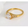 Dtup Anillo Compromiso Chapado En Oro De 18k Piedra Grande