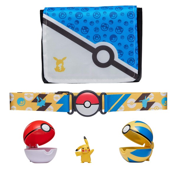 Pokémon Bandolier Set - Features a 2-Inch Pikachu Figure, 2 Clip ‘N’ Go Poke Balls/ Belt, and a Carrying Bag - Folds Out Into Battle Mat for 2 Figures