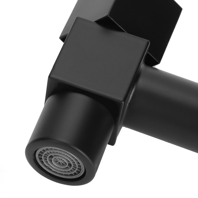 G1/2 Thread Black Copper Faucet Wall Mounted Single Cold Water