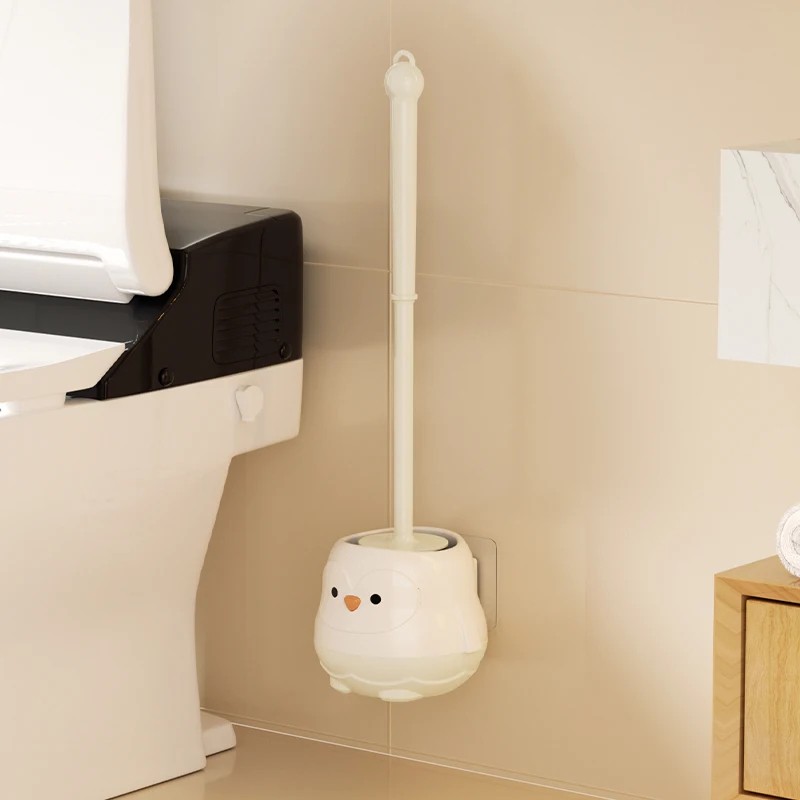 Penguin Toilet Brush Set for Bathroom Cleaning – Wall-Mounted Long