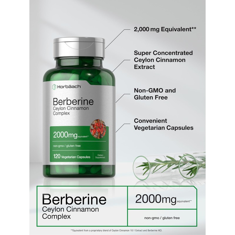 Horbäach Berberine with Ceylon Cinnamon | 2000mg | 120 Veggie
