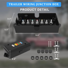 Anayguto 2 Set 7 Way Trailer Junction Box Weatherproof 7 Gang Color Coded Solid Studs Electrical Trailer Wiring Junction Box 7 Pole Waterproof for RV Camper Caravans Boat Trailer Light Rewiring