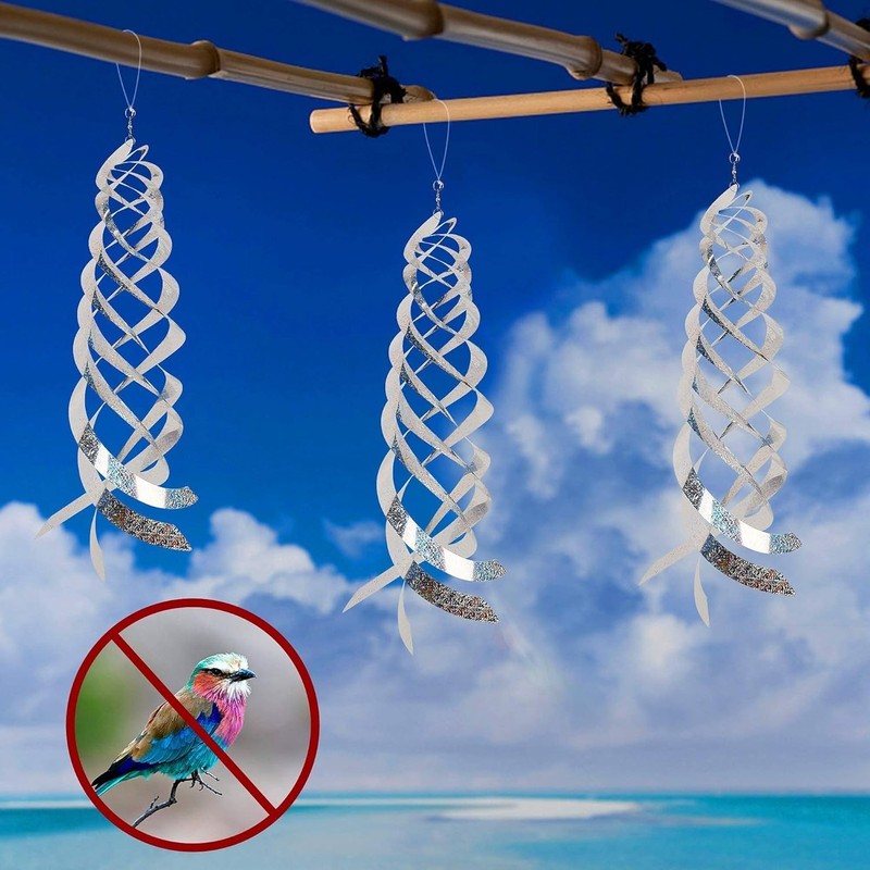 MEZOKUCEL Anti-Bird Deterrent Reflective Ornamental Spiral Device, 6Pcs Hanging Bird
