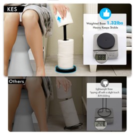 KES Toiler Paper Storage Stand, Freestanding Black Toilet Paper Holder Storage for Bathroom Floor 3 Rolls Toilet Roll Holder SUS304 Stainless Steel, BPS201S39-BK