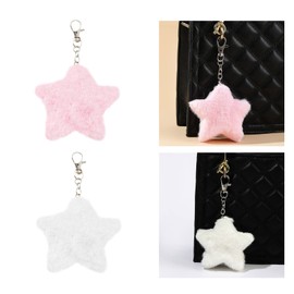 YANIYA Cute Plush Five-pointed Star Charm Keychain Soft Stuffed Ornament Keyring Lovely Pendants for Purse Bag Backpack Handbag, Blue