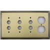 Deco Step Style Antique Brass 4 Gang Switch Plate -