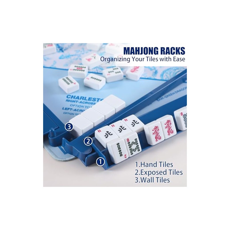 4 Pcs 18.7 Inch Dark Blue Acrylic Mahjong Tile Racks