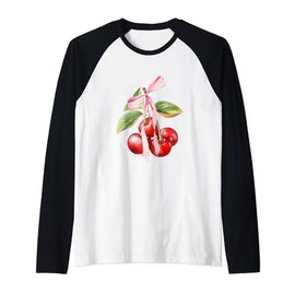Coquette Bows with cherries Cute Coquette girl clothes Raglan Baseball Tee