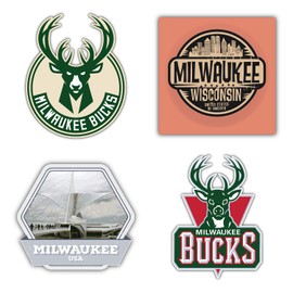 Milwaukee City Buck Basketball Sport Team Logo Emblem Vinyl Die-Cut Label Sticker Decal - Set of 4 Vinyl Stickers 5'' Longer Side