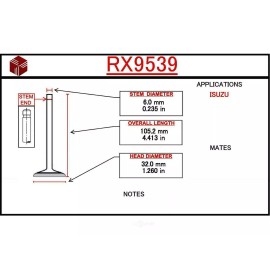 ITM Engine Components Engine Exhaust Valve-SOHC ITM RX9539