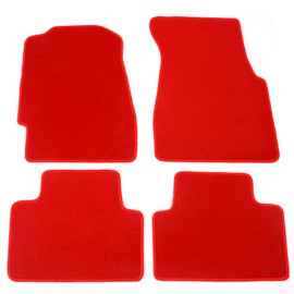 IKON MOTORSPORTS, Floor Mats Compatible with 1992-1995 Honda Civic, Factory Fitment Red Nylon Front & Rear Car Floor Mats Liner Carpets Replacement 4PC