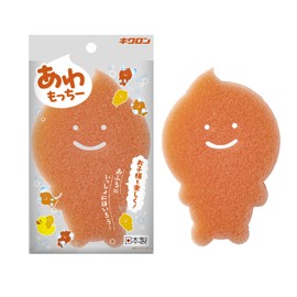 Kikron Body Sponge for Kids, Orange, Pack of 1, Foaming, Gentle on Skin, Inflates When Absorbing Water, Made in Japan