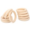 10pcs Baby Wooden Rings for Crafts, Natural Wooden Teething Ring