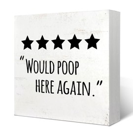 Yetmadi Would Poop Here Again Bathroom Sign,Five Star Rating Bathroom Sign,Toilet Decor,Bathroom Decor Funny 5x5 Inch