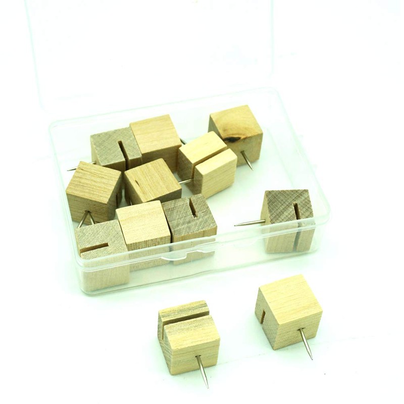 Wood Map Push Pins, Cube Head with Solt an Steel