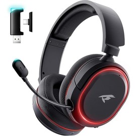 Auriculares inalámbricos para juegos, sonido envolvente 7.1, auriculares USB para juegos Bluetooth 5.4 de 2.4Ghz, micrófono con cancelación de ruido  