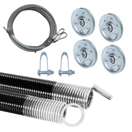 G.A.S Hardware Heavy-Duty Double-Looped Garage Door Extension Springs Bundle 110 lb (White) Springs, 3" Pulleys, and Extension Cables for 7' Feet Garage Door | Garage Door Hardware Parts