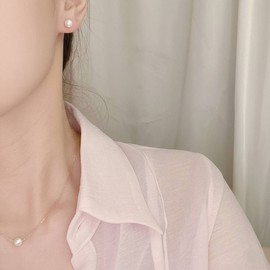 Gift packaging 14k pearl necklace and earrings silver set gold women's pearl set 8mm 41cm / 선물포장 14k 진주 목걸이 귀걸이 은세트 골드 여성 진주세트 8mm  41cm